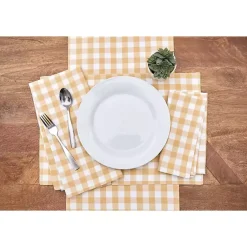 Kirklands Home Ashford Buffalo Check Table Runner Yellow Hot