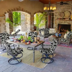 Kirklands Home Ashland Jacobean Luxe Outdoor Dining Chair Cushion Black Hot