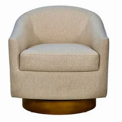 Kirklands Home Ashton Swivel Chair with Wood Base Tan Hot