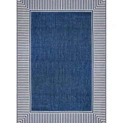 Kirklands Home Asia Blue Stripe Border Outdoor Rug, 5x8 Discount