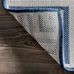 Kirklands Home Asia Blue Stripe Border Outdoor Rug, 5x8 Discount