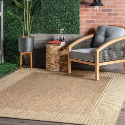 Kirklands Home Asia Stripe Border Outdoor Rug, 8x10 Brown Best