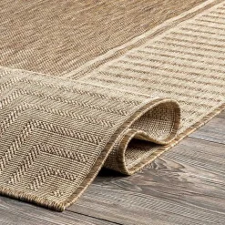 Kirklands Home Asia Stripe Border Outdoor Rug, 8x10 Brown Best