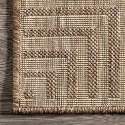 Kirklands Home Asia Stripe Border Outdoor Rug, 8x10 Brown Best