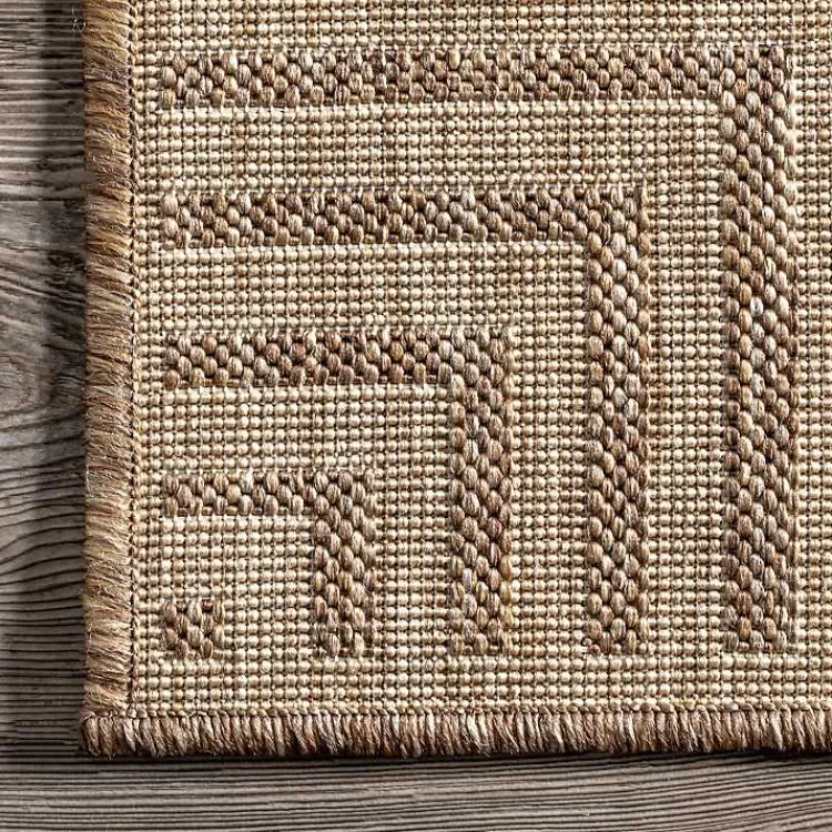 Kirklands Home Asia Stripe Border Outdoor Rug, 8x10 Brown Best