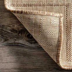 Kirklands Home Asia Stripe Border Outdoor Rug, 8x10 Brown Best