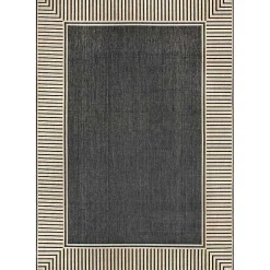 Kirklands Home Asia Gray Stripe Border Outdoor Rug, 5x8 Discount