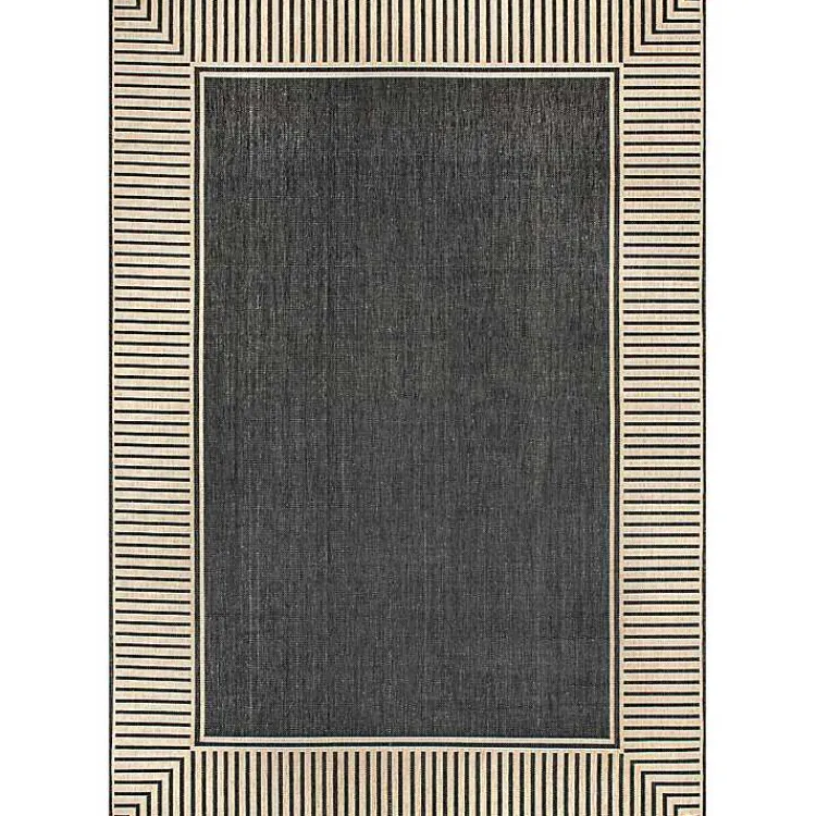 Kirklands Home Asia Gray Stripe Border Outdoor Rug, 8x10 Discount