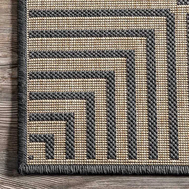 Kirklands Home Asia Gray Stripe Border Outdoor Rug, 8x10 Discount