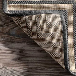 Kirklands Home Asia Gray Stripe Border Outdoor Rug, 8x10 Discount