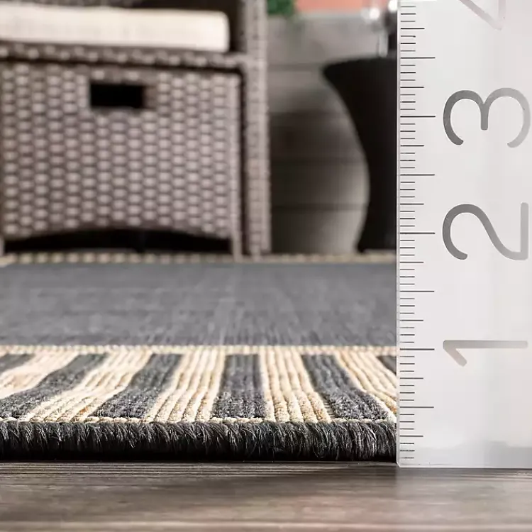 Kirklands Home Asia Gray Stripe Border Outdoor Rug, 8x10 Discount