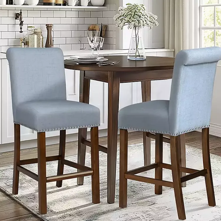 Kirklands Home Aubrey Upholstered 2-pc. Counter Stool Set Blue Hot