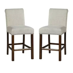Kirklands Home Aubrey Natural Upholstered 2-pc. Counter Stool Set Tan Outlet