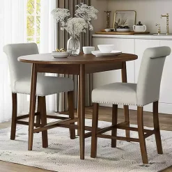 Kirklands Home Aubrey Natural Upholstered 2-pc. Counter Stool Set Tan Outlet