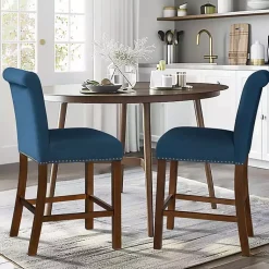Kirklands Home Aubrey Navy Upholstered 2-pc. Counter Stool Set Blue Best
