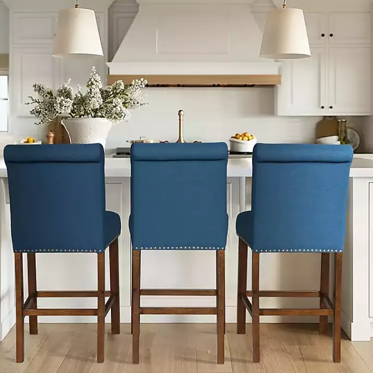 Kirklands Home Aubrey Navy Upholstered 2-pc. Counter Stool Set Blue Best