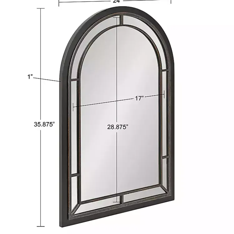 Kirklands Home Audubon Wood Arch Wall Mirror, 24x36 in. Black Clearance