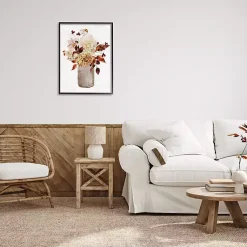 Kirklands Home Autumn Flower Bouquet Black Framed Wall Art Clearance