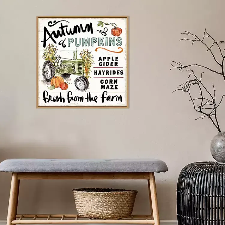 Fall>Kirklands Home Autumn Pumpkin Tractor Framed Wall Art