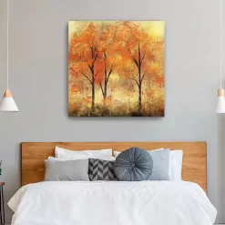 Fall>Kirklands Home Autumn Trees Canvas Art Print, 40x40 in. Orange