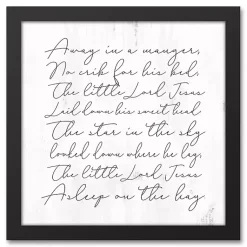 Christmas Art & Wall Decor>Kirklands Home Away In A Manger Framed Canvas Art Print White