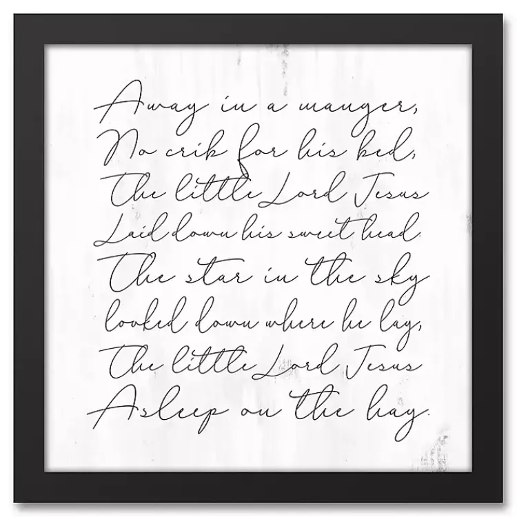 Christmas Art & Wall Decor>Kirklands Home Away In A Manger Framed Canvas Art Print White