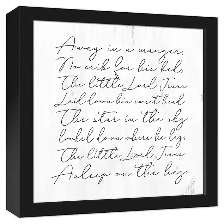 Christmas Art & Wall Decor>Kirklands Home Away In A Manger Framed Canvas Art Print White