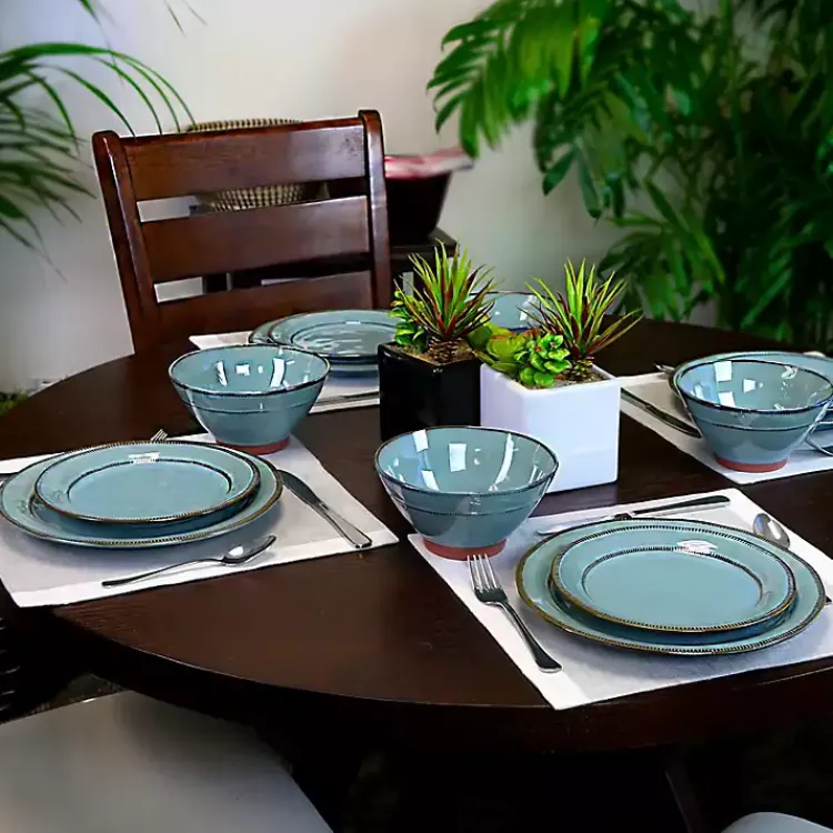 Kirklands Home Azure Glazed Round 12-pc. Dinnerware Set Outlet