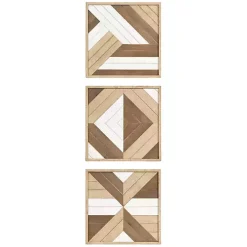 Kirklands Home Ballez Geometric Wood Wall Plaques, Set of 3 Discount
