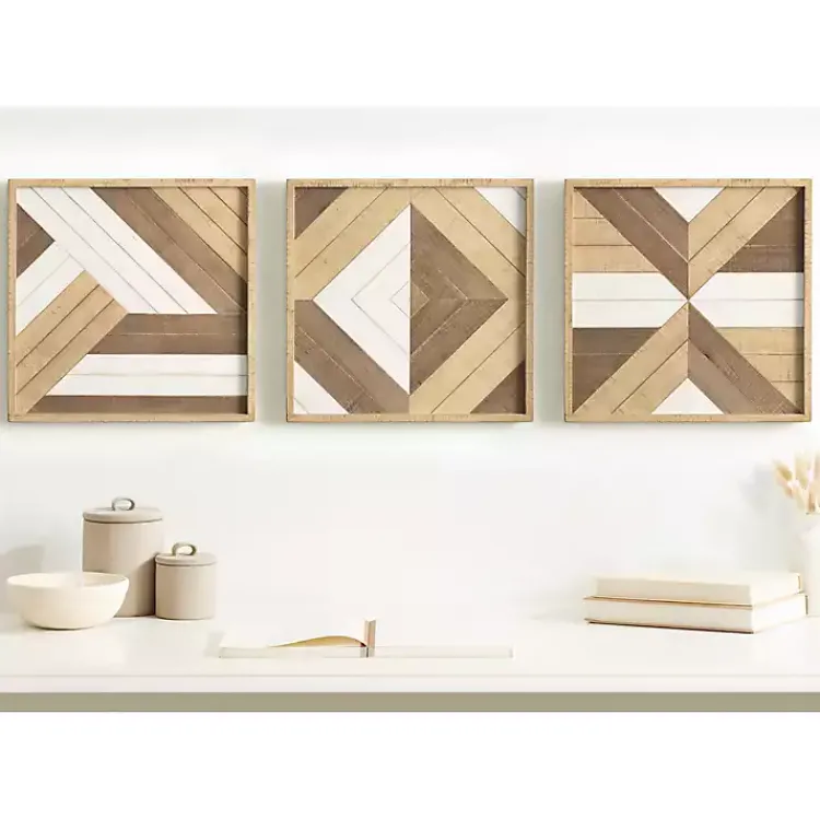 Kirklands Home Ballez Geometric Wood Wall Plaques, Set of 3 Discount