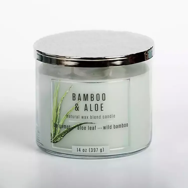 Candles>Kirklands Home Bamboo Aloe 14 oz. Triple Wick Jar Candle