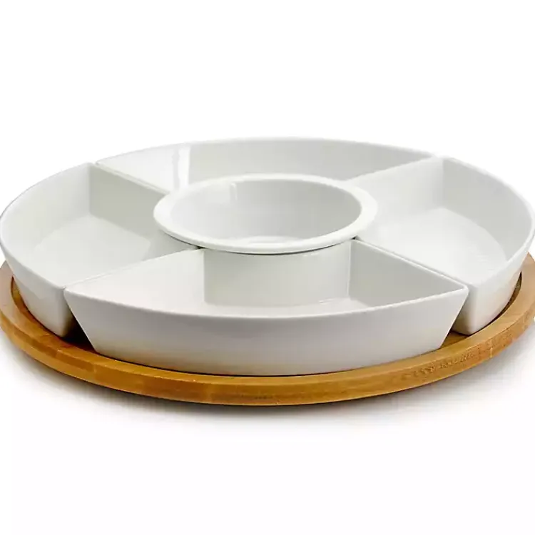 Kirklands Home Bamboo 5-pc. Ceramic Modern Set Lazy Susan