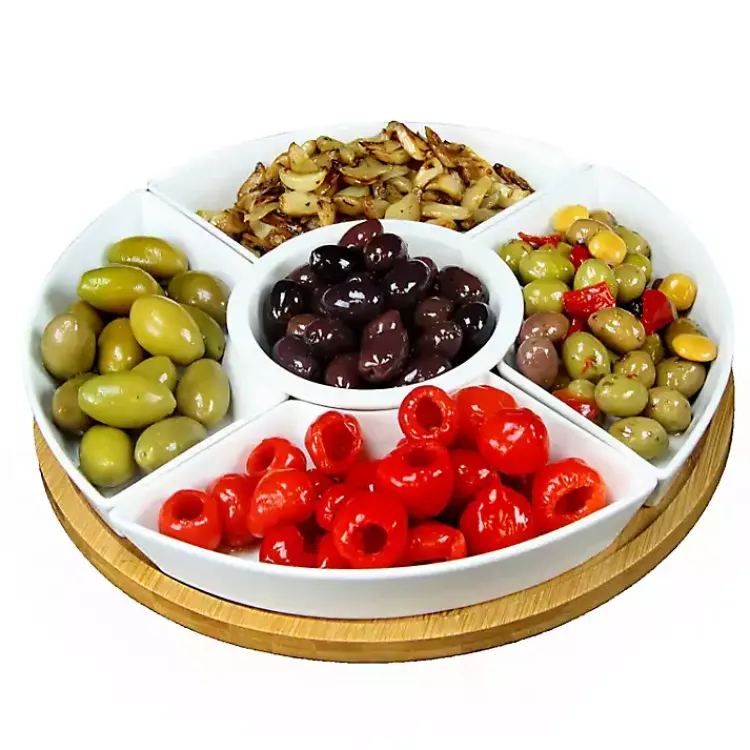Kirklands Home Bamboo 5-pc. Ceramic Modern Set Lazy Susan