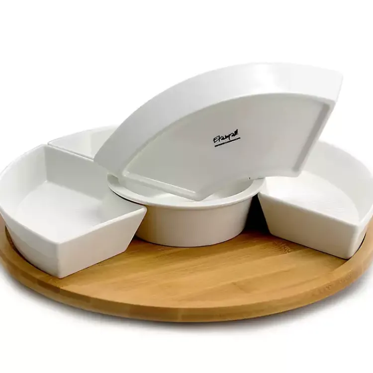 Kirklands Home Bamboo 5-pc. Ceramic Modern Set Lazy Susan