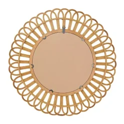 Kirklands Home Bamboo Round Overlay Floral Frame Wall Mirror Discount