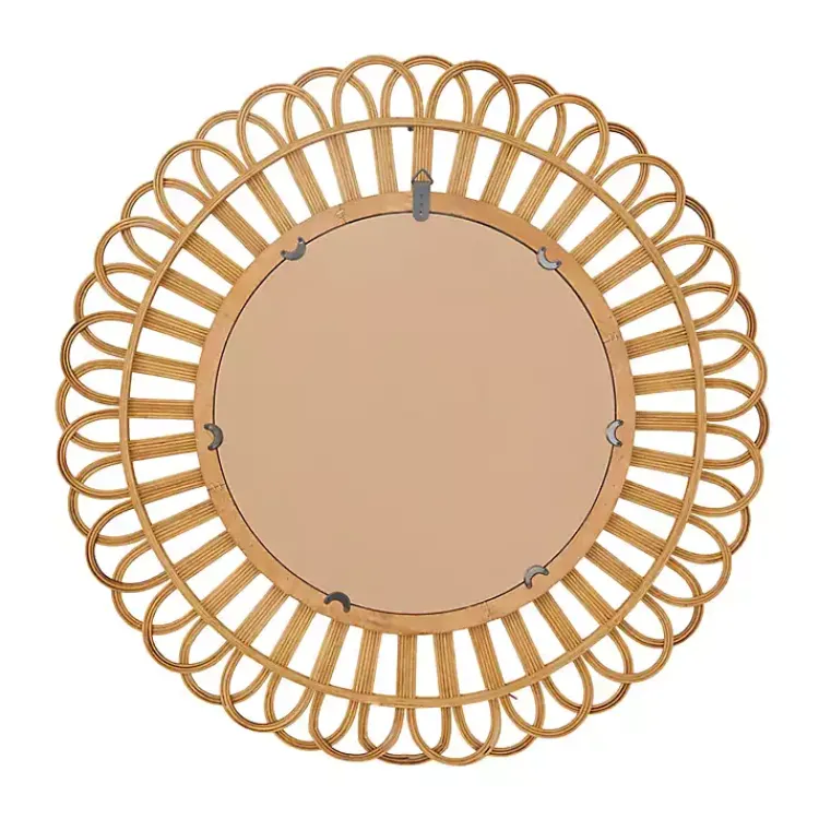 Kirklands Home Bamboo Round Overlay Floral Frame Wall Mirror Discount