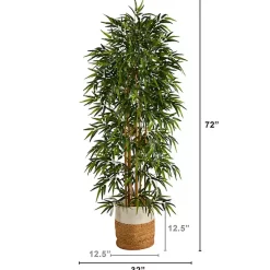 Trees & Topiaries>Kirklands Home Bamboo Tree in Woven Basket, 6 ft.