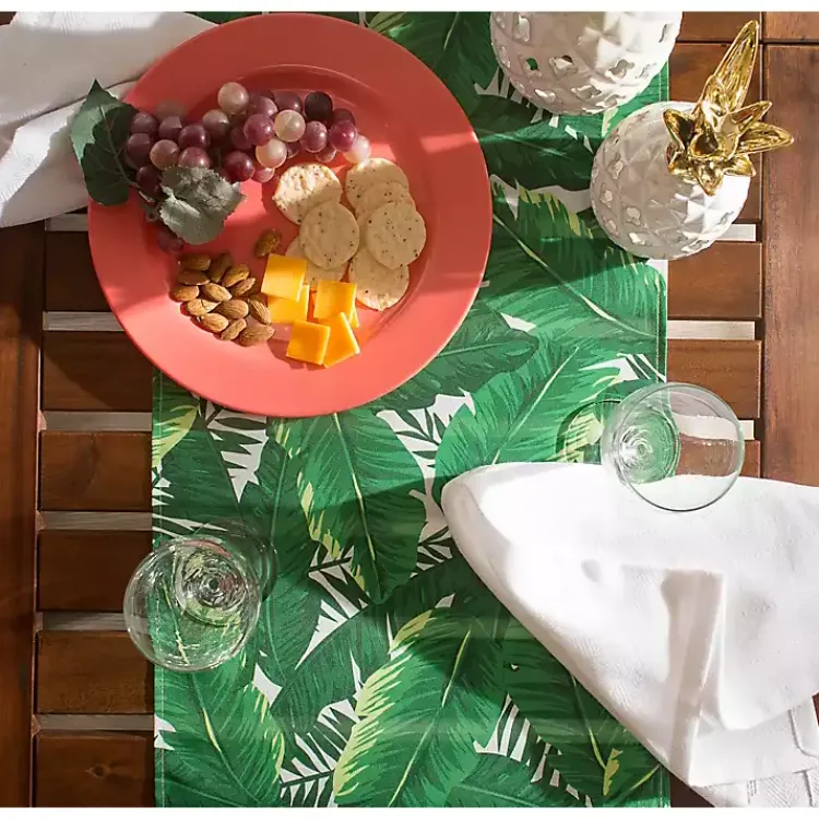 Kirklands Home Banana Leaf Outdoor Table Runner, 108 in. Green Discount
