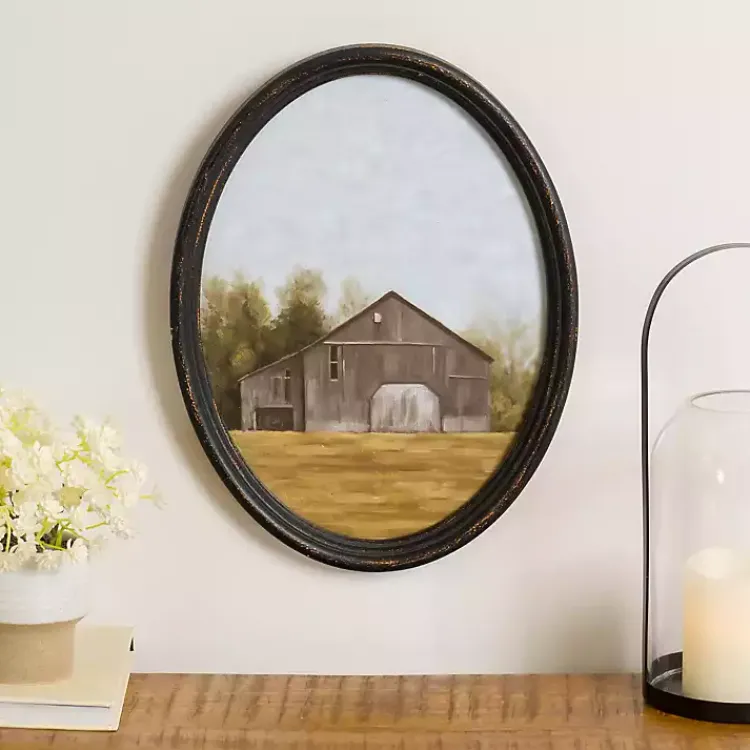 Kirklands Home Barn Landscape Oval Framed Art Print Clearance