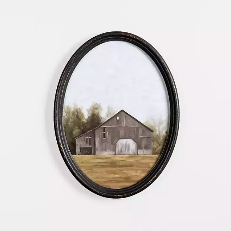 Kirklands Home Barn Landscape Oval Framed Art Print Clearance