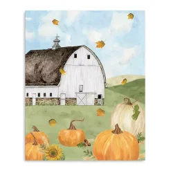 Fall>Kirklands Home Barn with Pumpkins Canvas Art Print, 30x24 in. Multi