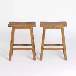 Kirklands Home Barnwood Sonoma Saddle Counter Stools, Set of 2 Brown Best