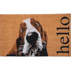 Kirklands Home Basset Hound Hello Doormat Brown Sale