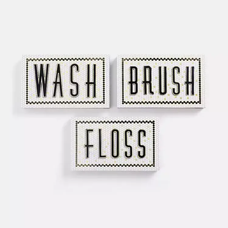 Kirklands Home Bathroom Subway Tile Wall Plaques, Set of 3 Discount