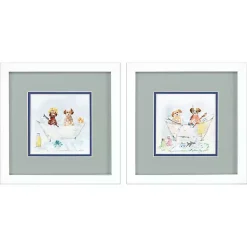 Kirklands Home Bathtub Pups Framed Art Prints, Set of 2