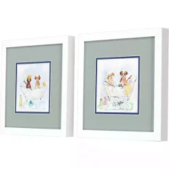 Kirklands Home Bathtub Pups Framed Art Prints, Set of 2
