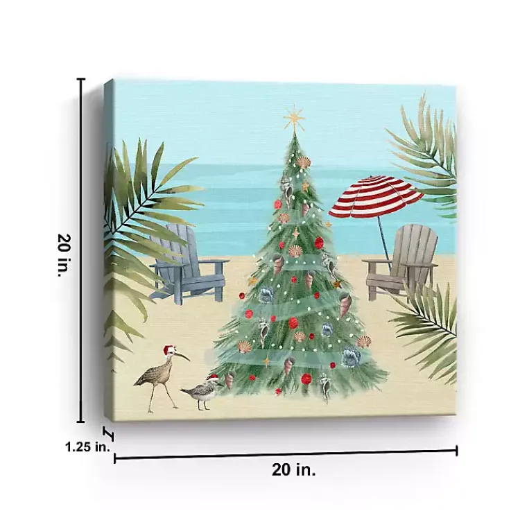 Christmas Art & Wall Decor>Kirklands Home Beach Christmas Tree Canvas Art Print, 20x20 in.