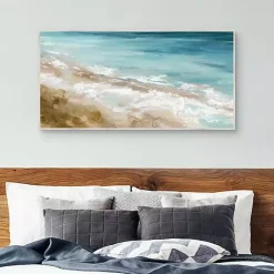 Kirklands Home Beach Waves Framed Canvas Art Print Blue