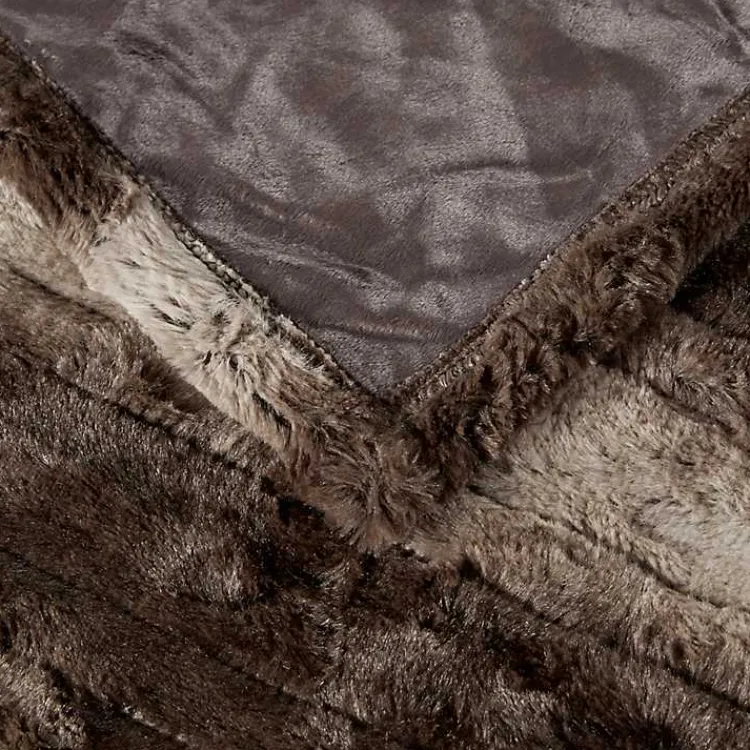 Blankets & Throws>Kirklands Home Beautyrest Faux Fur Oversized Heated Throw Brown