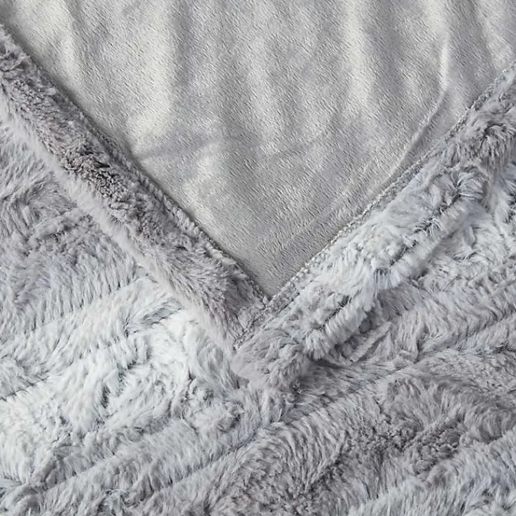 Blankets & Throws>Kirklands Home Beautyrest Faux Fur Oversized Heated Throw Gray